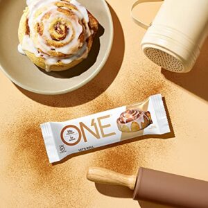 ONE Protein Bars, Cinnamon Roll, Gluten Free Protein Bars with 20g Protein and 1g Sugar, Pantry Staples, 2.12 oz (12 Count)