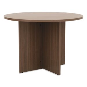 alera aleva7142wa 42 in. x 29.5 in. valencia round conference table with legs - modern walnut