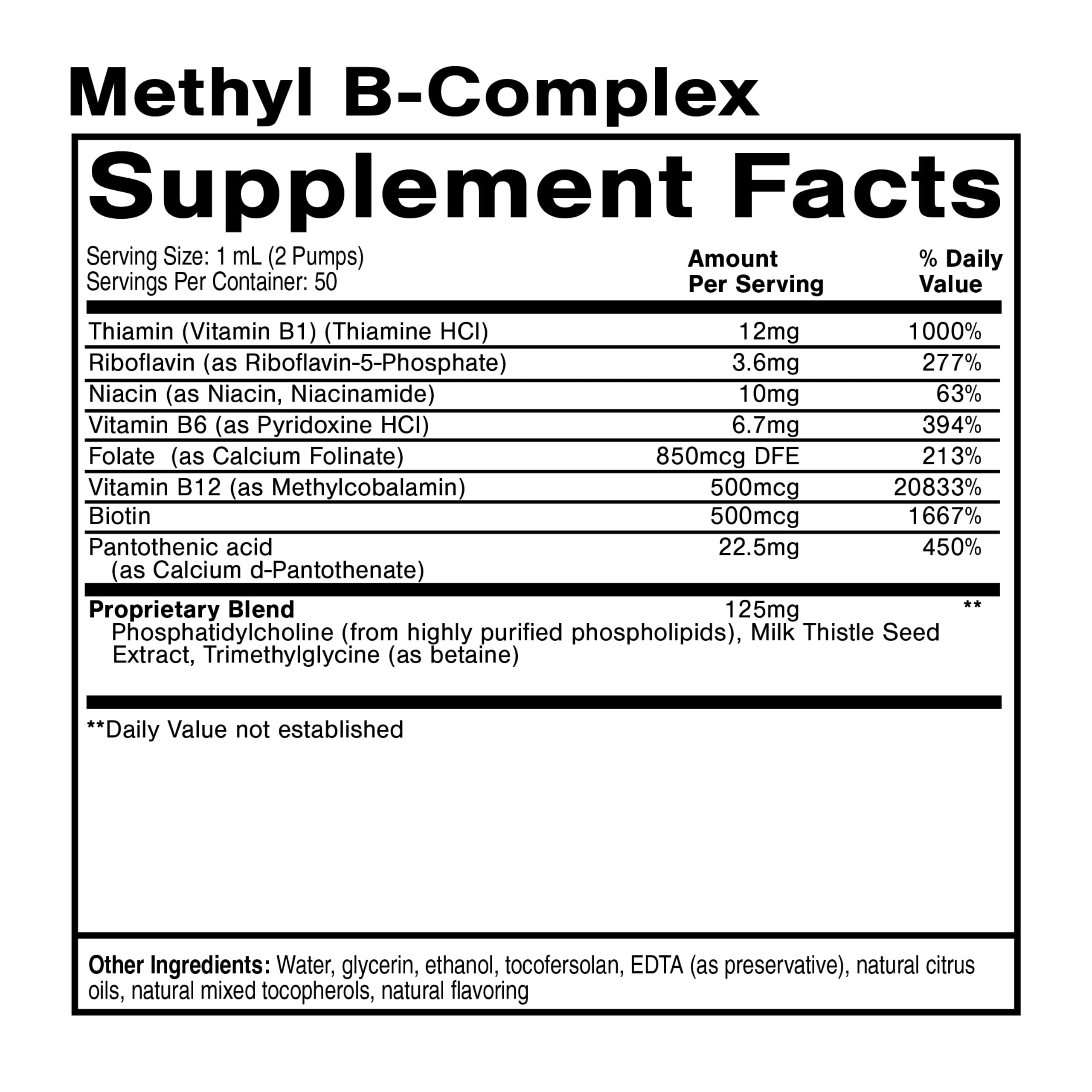 Quicksilver Scientific Methyl B Complex - Liquid Vitamin with Superior Liposomal Absorption of Vitamin B12, Folate, Vitamin B6, Riboflavin, Biotin, Pantothenic Acid, Vitamin B1, Niacin (50 ml)