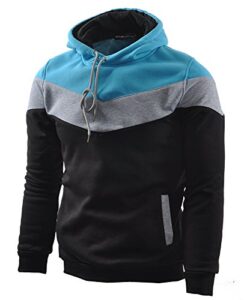 mooncolour men's novelty color block hoodies cozy sport autumn outwear black/grey/blue m black us medium