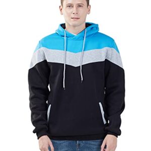 Mooncolour Men's Novelty Color Block Hoodies Cozy Sport Autumn Outwear Black/Grey/Blue M Black US Medium