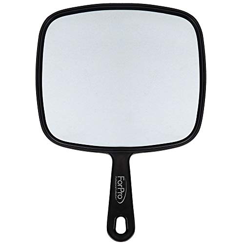 ForPro Professional Collection Extra Large Hand Mirror with Handle, 9" W x 12" L, Multi-Purpose Handheld Mirror with Distortion-Free Reflection, Black