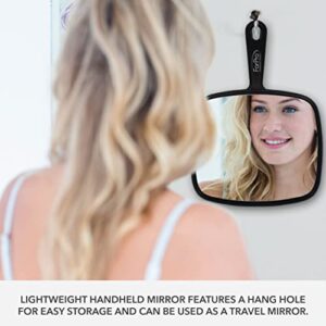 ForPro Professional Collection Extra Large Hand Mirror with Handle, 9" W x 12" L, Multi-Purpose Handheld Mirror with Distortion-Free Reflection, Black