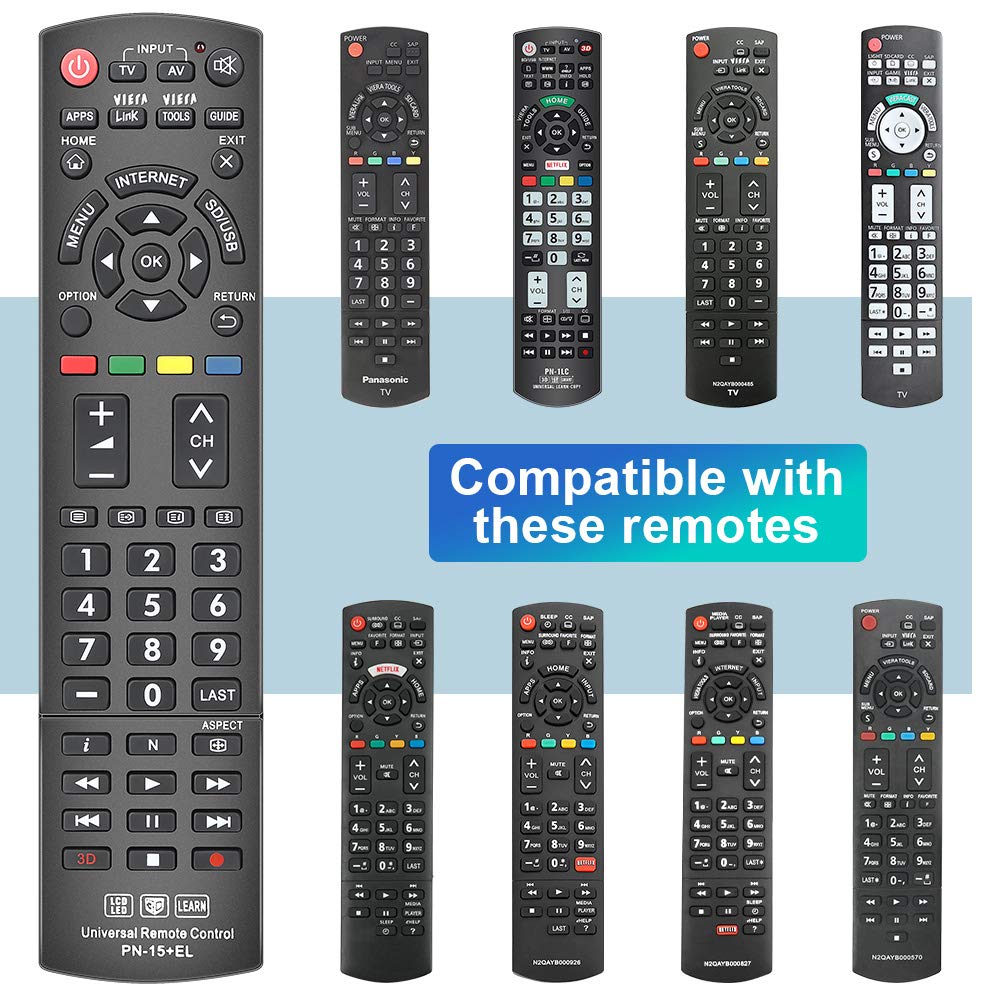 Gvirtue Universal Remote Control Compatible Replacement for Panasonic TV/ VIERA Link/ HDTV/ 3D/ LCD/ LED, N2QAYB000485 N2QAYB000100 N2QAYB000221 N2QAYB00048