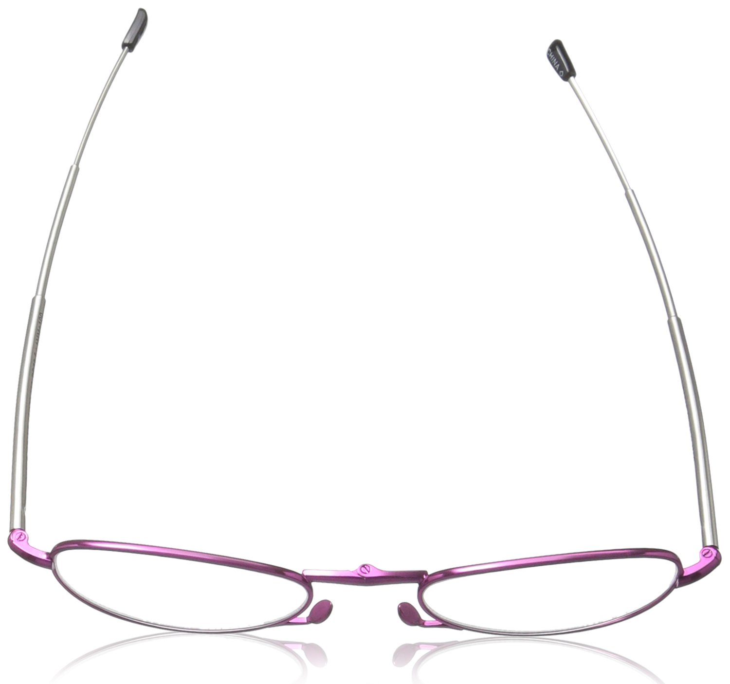 Foster Grant Gideon Rectangular Flat Micro Reading Glasses for Women, Magenta/Transparent, 64 mm + 1.5