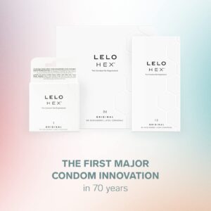 LELO HEX Original Ultra Thin Condoms with Increased Strength, Male Condom, Lubricated Condoms for Men, 2.12-Inch/54 mm Diameter (3 Pack)