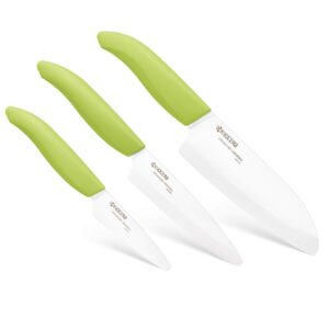 Kyocera 3Piece Advanced ceramic Revolution Series Knife Set, green