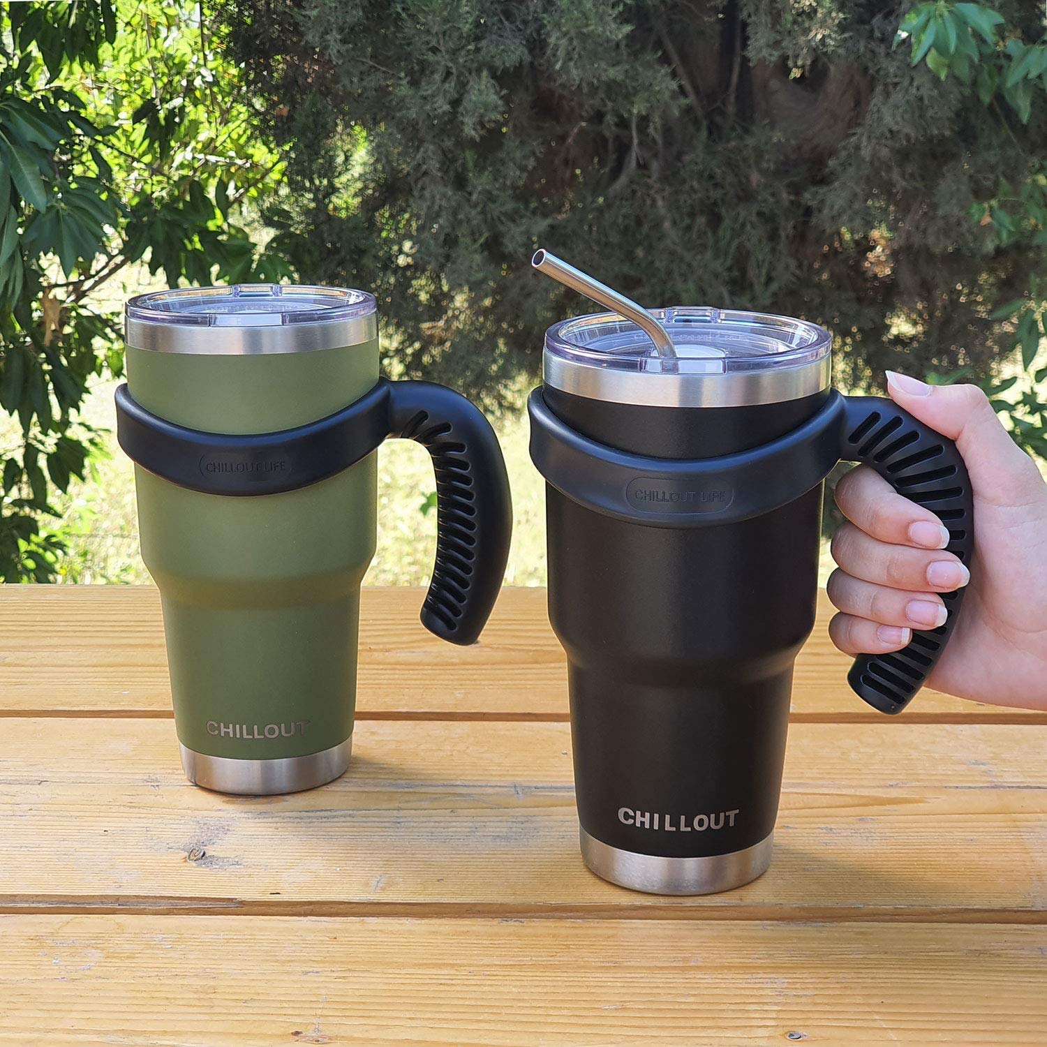 CHILLOUT LIFE Handle for YETI Cup 30 oz - Ozark Trail 30 oz Tumblers, Comfortable Replacement Handle for 30 oz YETI Tumbler & More (Black Handle Only)