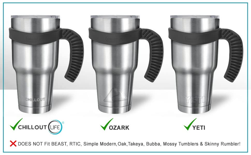 CHILLOUT LIFE Handle for YETI Cup 30 oz - Ozark Trail 30 oz Tumblers, Comfortable Replacement Handle for 30 oz YETI Tumbler & More (Black Handle Only)