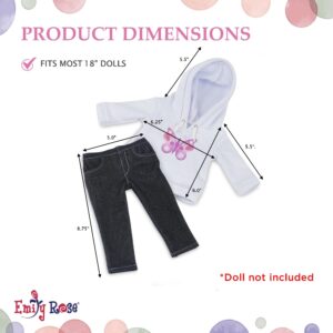 Emily Rose 18 Inch Doll Hooded Thick Sweatshirt and Jeans Casual Outdoor Clothing Outfit | Gift Boxed! | Compatible with 18-inch American Girl Dolls