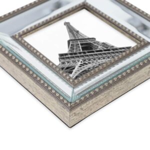 Isaac Jacobs 8x10 Champagne Mirror Bead Picture Frame - Classic Mirrored Frame with Dotted Border Made for Wall Display, Tabletop, Photo Gallery and Wall Art (8x10, Champagne)