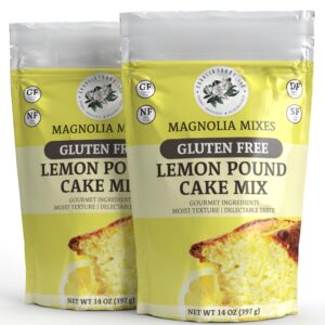 magnolia mixes - lemon pound cake mix - easy 3-step baking with ingredients: potato starch, rice flour, tapioca flour, and more! - 14oz each (2-pack)