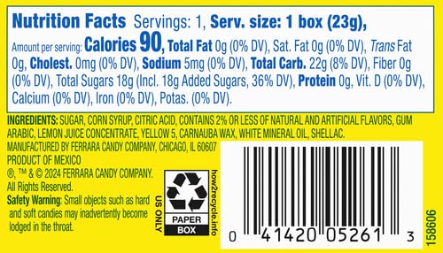 Lemonhead Hard Lemon Candy, 0.8 Ounce Treat-Size Theater Candy Boxes (Pack of 24)