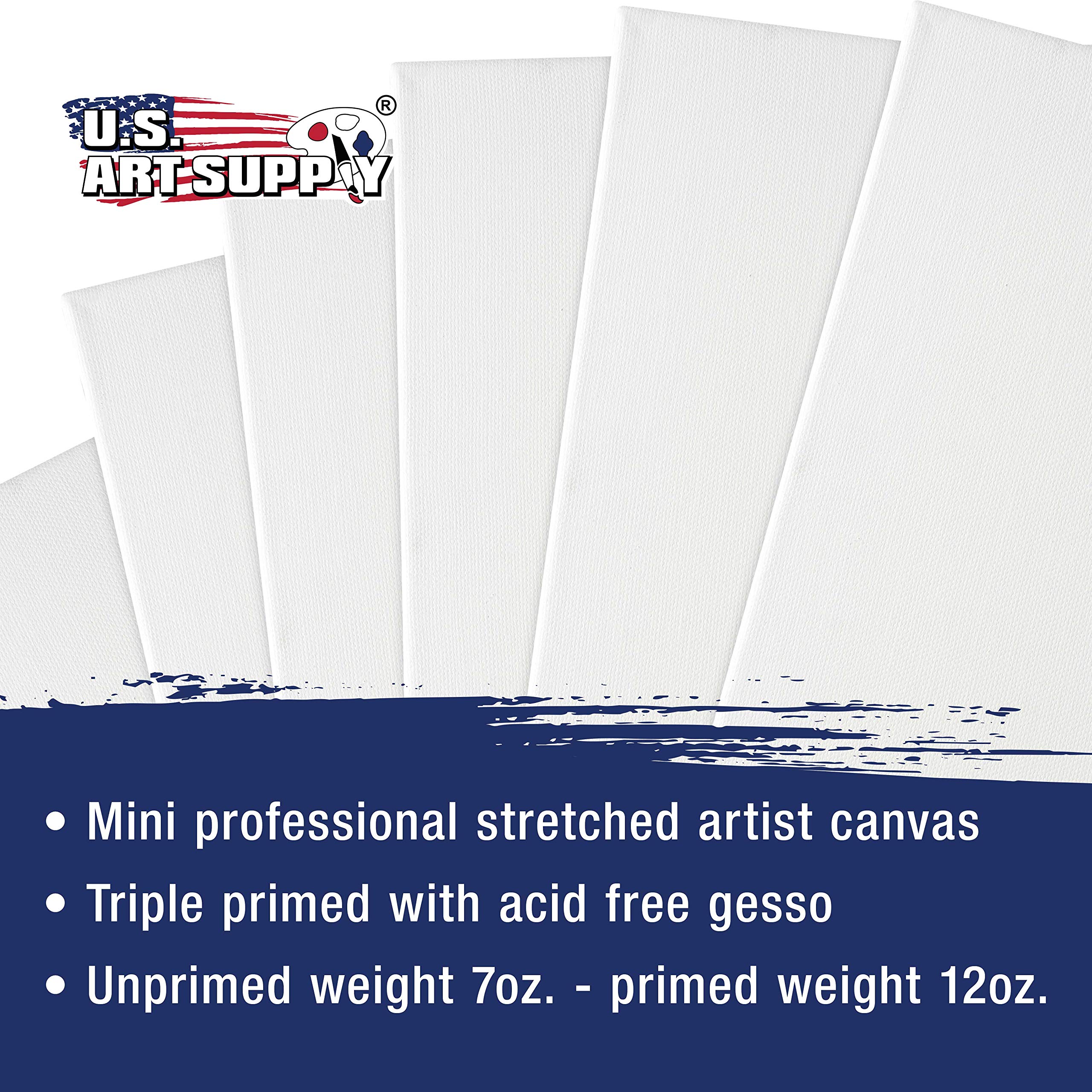 U.S. Art Supply Mini Stretched Canvas 10-Ounce Primed Square Assortment (8-Canvases Square inch Sizes - 1-1/2", 2", 2-1/2", 2-3/4", 3-1/4", 3-5/8", 4", 4-1/2")