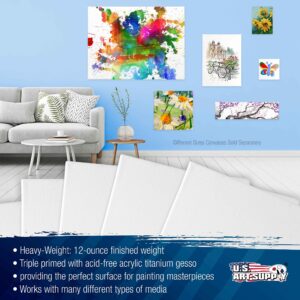 U.S. Art Supply 16 x 16 inch Stretched Canvas 12-Ounce Triple Primed, 6-Pack - Professional Artist Quality White Blank 3/4" Profile, 100% Cotton, Heavy-Weight Gesso - Acrylic Pouring, Oil Painting