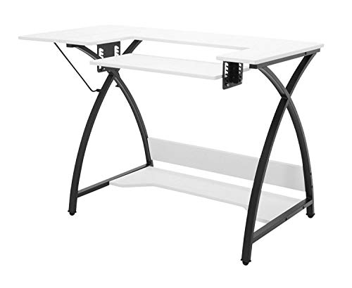 Sew Ready Comet Hobby Center - 45.5" W x 23.5" D White Hobby and Sewing Machine Table with Storage Shelf - Can Also Be Used as Computer Desk