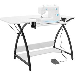 Sew Ready Comet Hobby Center - 45.5" W x 23.5" D White Hobby and Sewing Machine Table with Storage Shelf - Can Also Be Used as Computer Desk