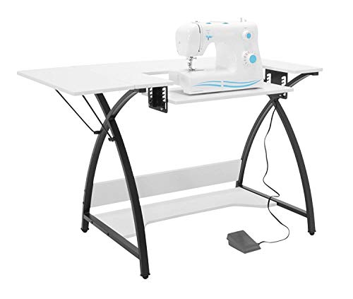 Sew Ready Comet Hobby Center - 45.5" W x 23.5" D White Hobby and Sewing Machine Table with Storage Shelf - Can Also Be Used as Computer Desk