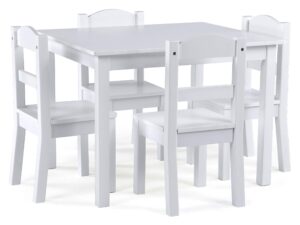 humble crew, white kids wood table and 4 chairs set