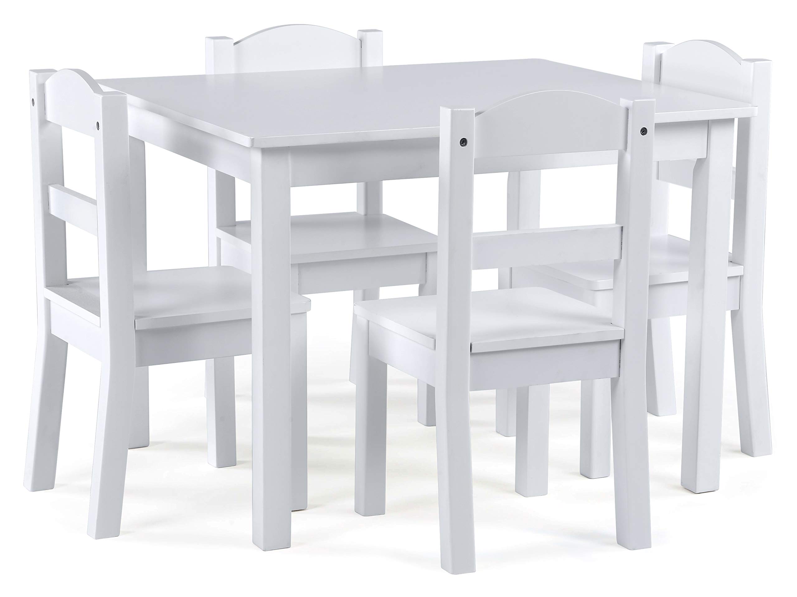 Humble Crew, White Kids Wood Table and 4 Chairs Set