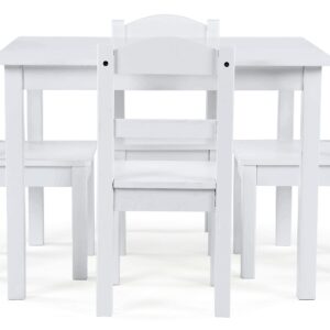 Humble Crew, White Kids Wood Table and 4 Chairs Set