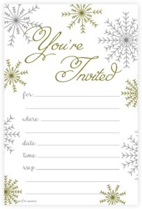 snowflake classic christmas invitations - fill in style (20 count) with envelopes