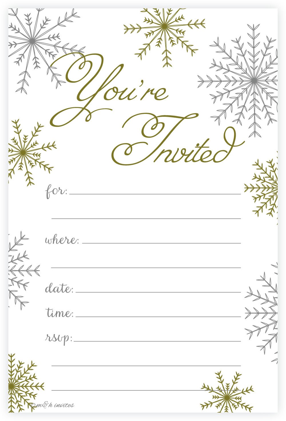 Snowflake Classic Christmas Invitations - Fill In Style (20 Count) With Envelopes