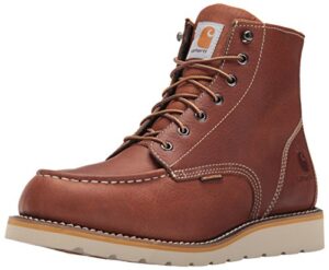 carhartt mens 6 inch waterproof wedge soft toe work boot, tan, 9.5 us