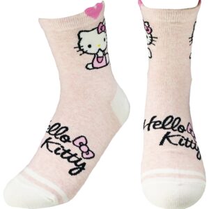 JJMax Women's Hello Kitty Cute Cotton Blend Ankle Socks Set, Crew Hearts Kitty, One Size