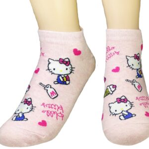 JJMax Women's Hello Kitty Cute Cotton Blend Ankle Socks Set, Milk Kitty, One Size