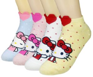 jjmax women's hello kitty cute cotton blend ankle socks set, lovely kitty, one size