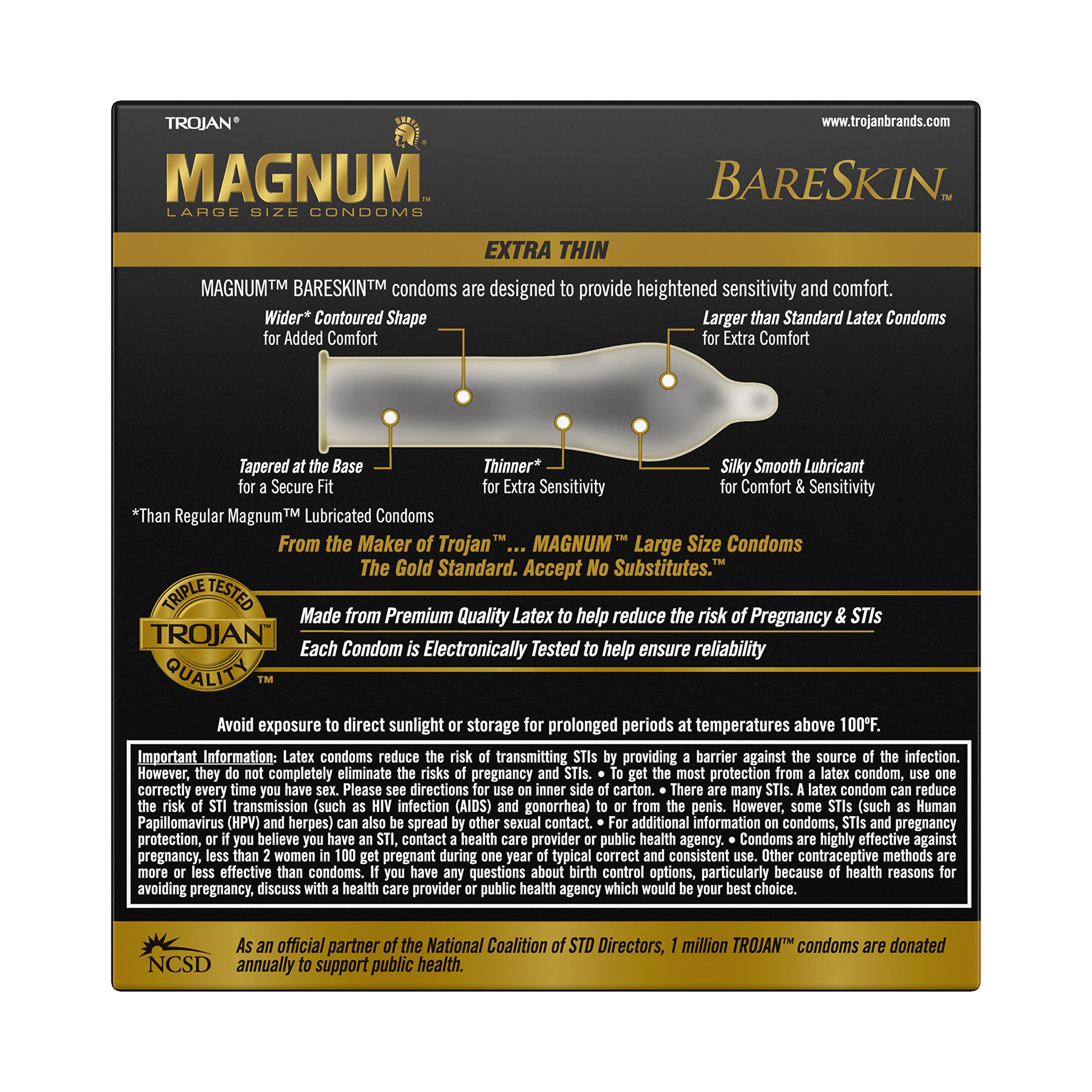 TROJAN Magnum BareSkin Premium Large Condoms, Comfortable and Smooth Lubricated Condoms for Men, America’s Number One Condom, 24 Count Value Pack