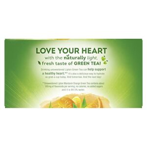 Lipton Green Tea Bags Flavored with Other Natural Flavors Mandarin Orange Can Help Support a Healthy Heart 1.13 oz 20 Count, Pack of 6