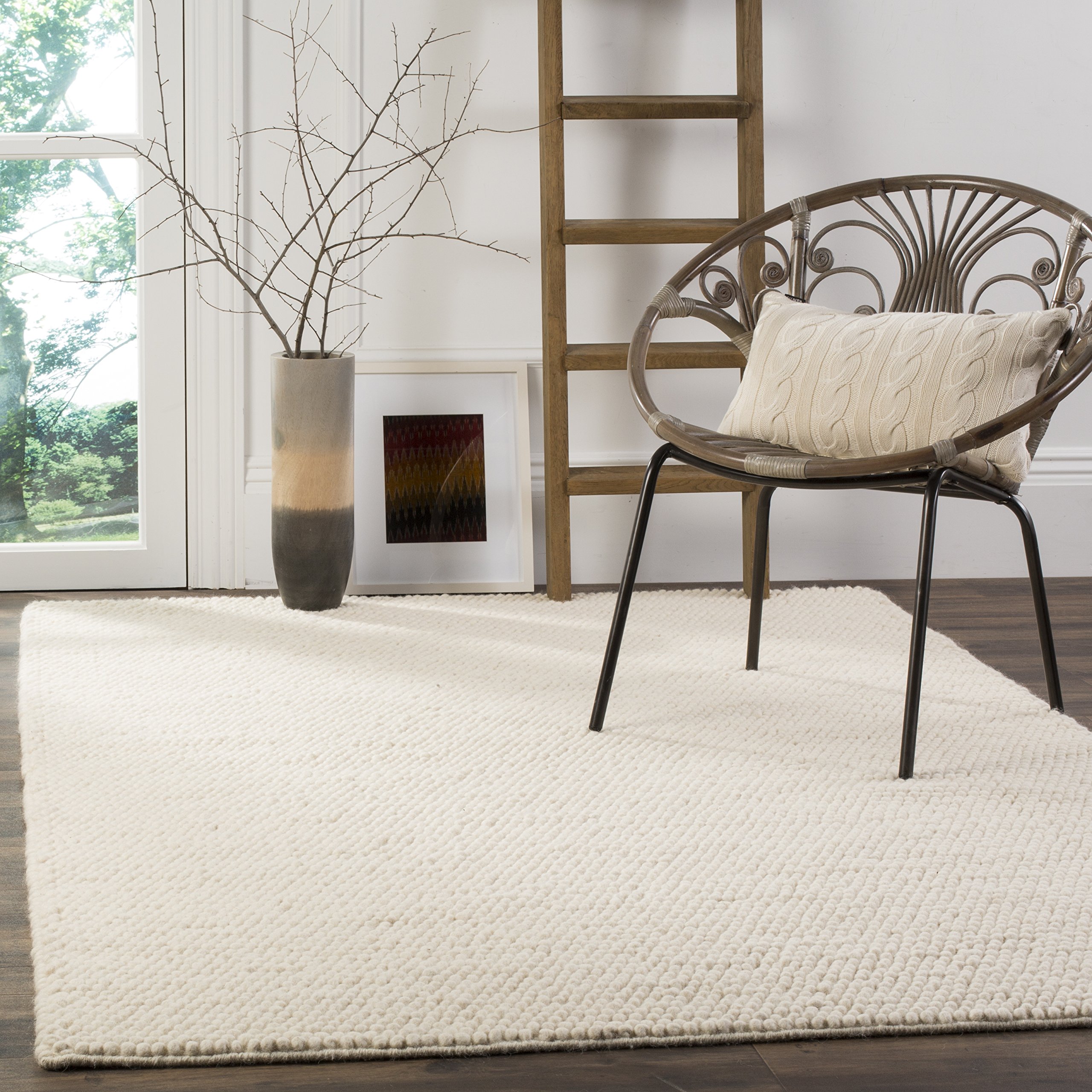 SAFAVIEH Natura Collection Area Rug - 8' x 10', Ivory, Handmade Wool, Ideal for High Traffic Areas in Living Room, Bedroom (NAT620A)