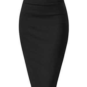 Hybrid & Company Womens Nylon Ponte Stretch Office Pencil Skirt Made below Knee KSK45002 1073T Black S