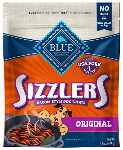 Blue Buffalo Sizzlers Natural Bacon-Style Soft-Moist Dog Treats, Original Pork 15-oz Bag