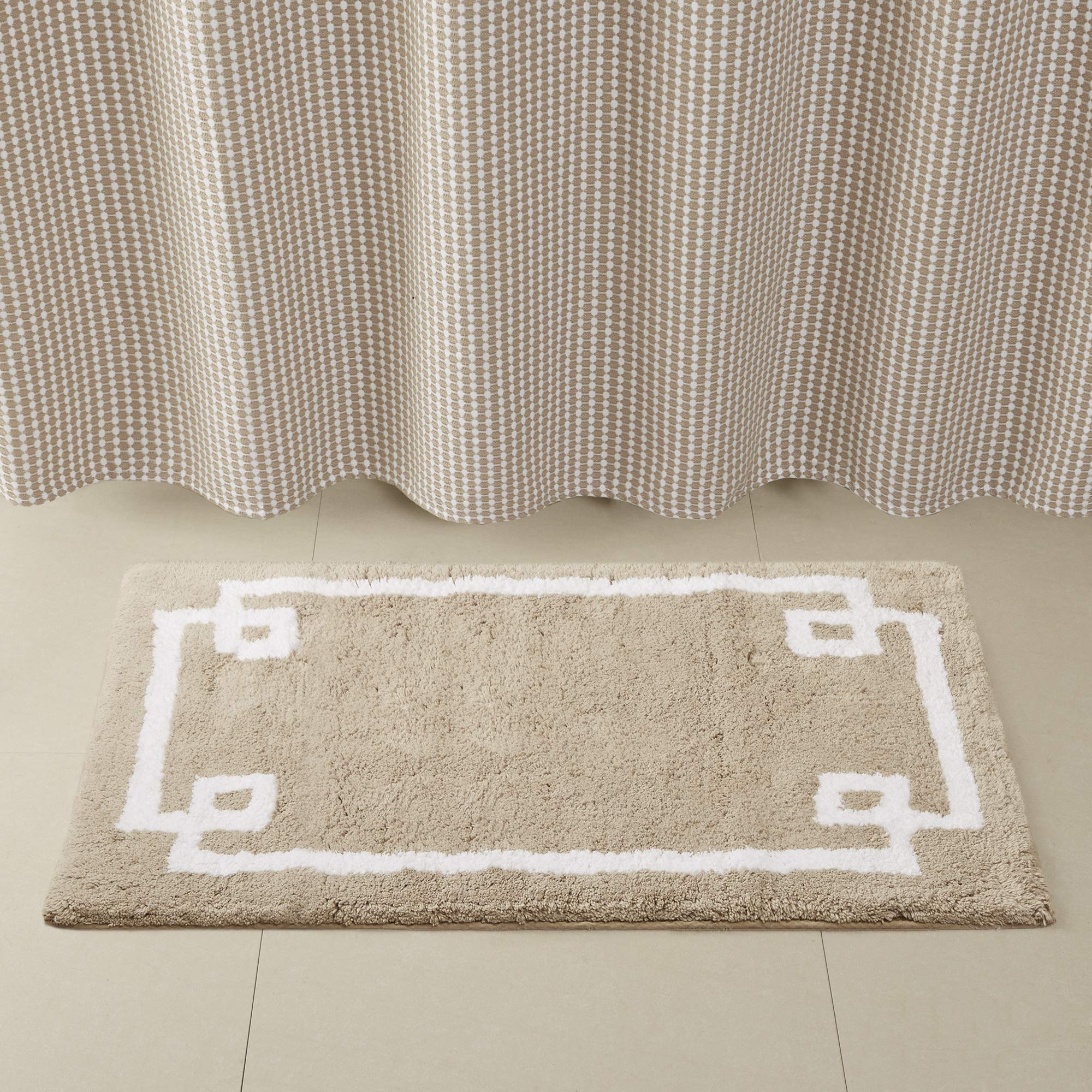 Madison Park Evan 100% Cotton Bathroom Rug Non Slip Backing-Luxrurious Tufted Plush Bath Mat Absorbent, Quick Dry, Spa Design Shower Room Décor, 24x40, Taupe