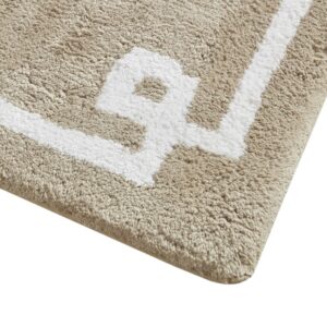 Madison Park Evan 100% Cotton Bathroom Rug Non Slip Backing-Luxrurious Tufted Plush Bath Mat Absorbent, Quick Dry, Spa Design Shower Room Décor, 24x40, Taupe