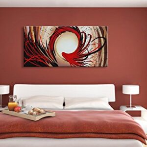 Seekland Art Hand Painted Abstract Oil Painting on Canvas Modern Wall Deco Artwork Framed Ready to Hang Contemporary Picture (Framed 48 * 24 inch)