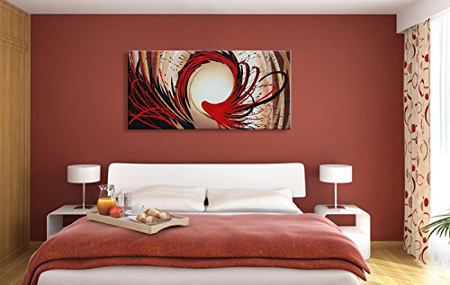 Seekland Art Hand Painted Abstract Oil Painting on Canvas Modern Wall Deco Artwork Framed Ready to Hang Contemporary Picture (Framed 48 * 24 inch)