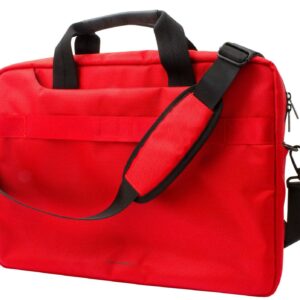 FERRARI Laptop Computer Messenger Bag Red with Black Piping and Embossed Yellow Logo