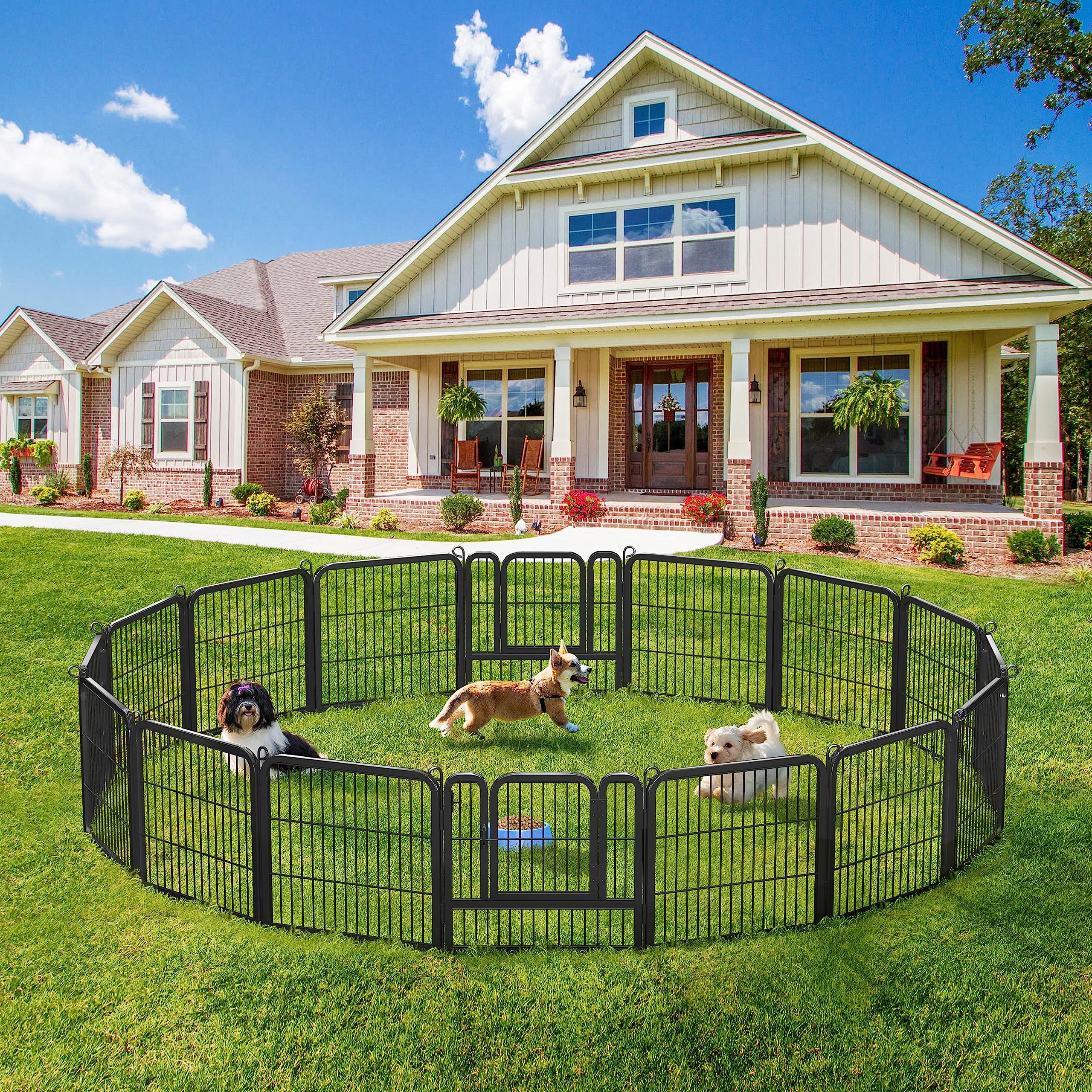 Yaheetech Outdoor Dog Playpen - 16 Panel Fence for Large, Medium and Small Dogs - Heavy Duty Exercise Pen for Puppies and Small Animals - Portable for RV Camping and Yard