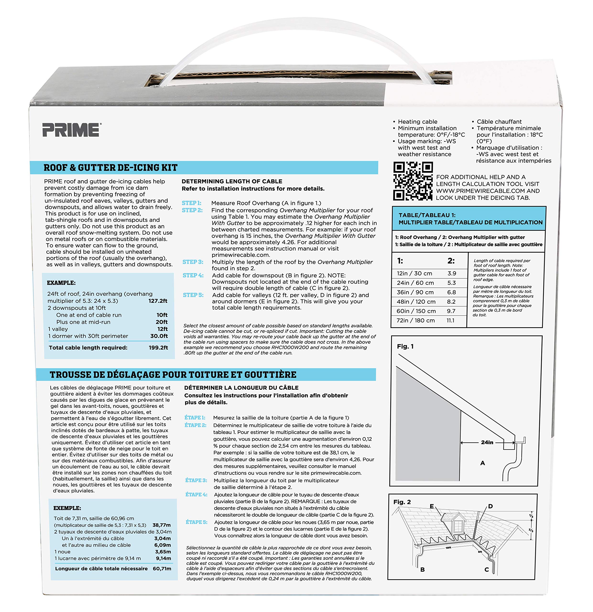 Prime Wire & Cable RHC600W120 Roof & Gutter De-Icing Kit Roof Heating Cable