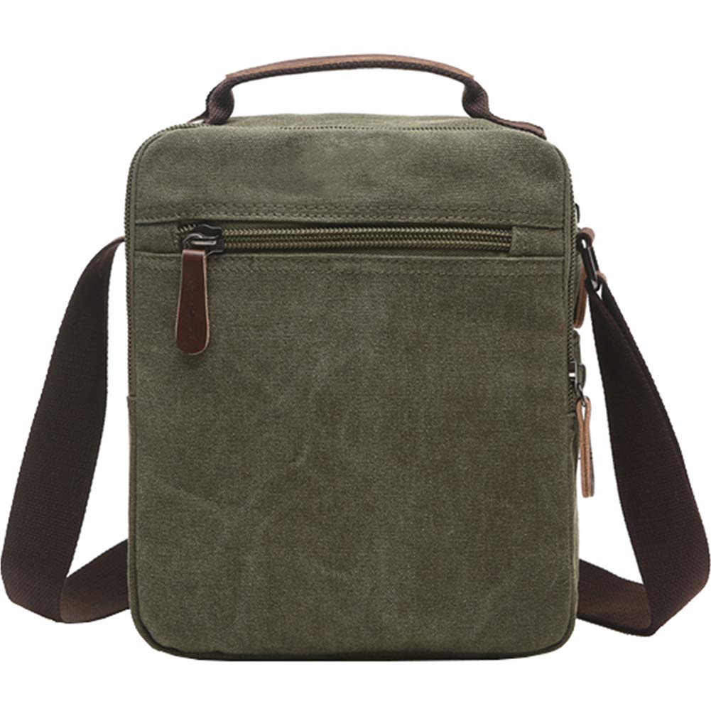 mygreen Vertical Canvas Messenger Bag, Unisex Casual leather Shoulder Bag Satchel Crossbody Bag for Outdoor Activities, Travel