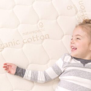 Naturepedic Verse Organic Kids Mattress - Queen Firm Mattress with Encased Coil Layers - Quilted and Waterproof Sides - Universal Comfort Mattress for Trundle Bed and Bunk Bed