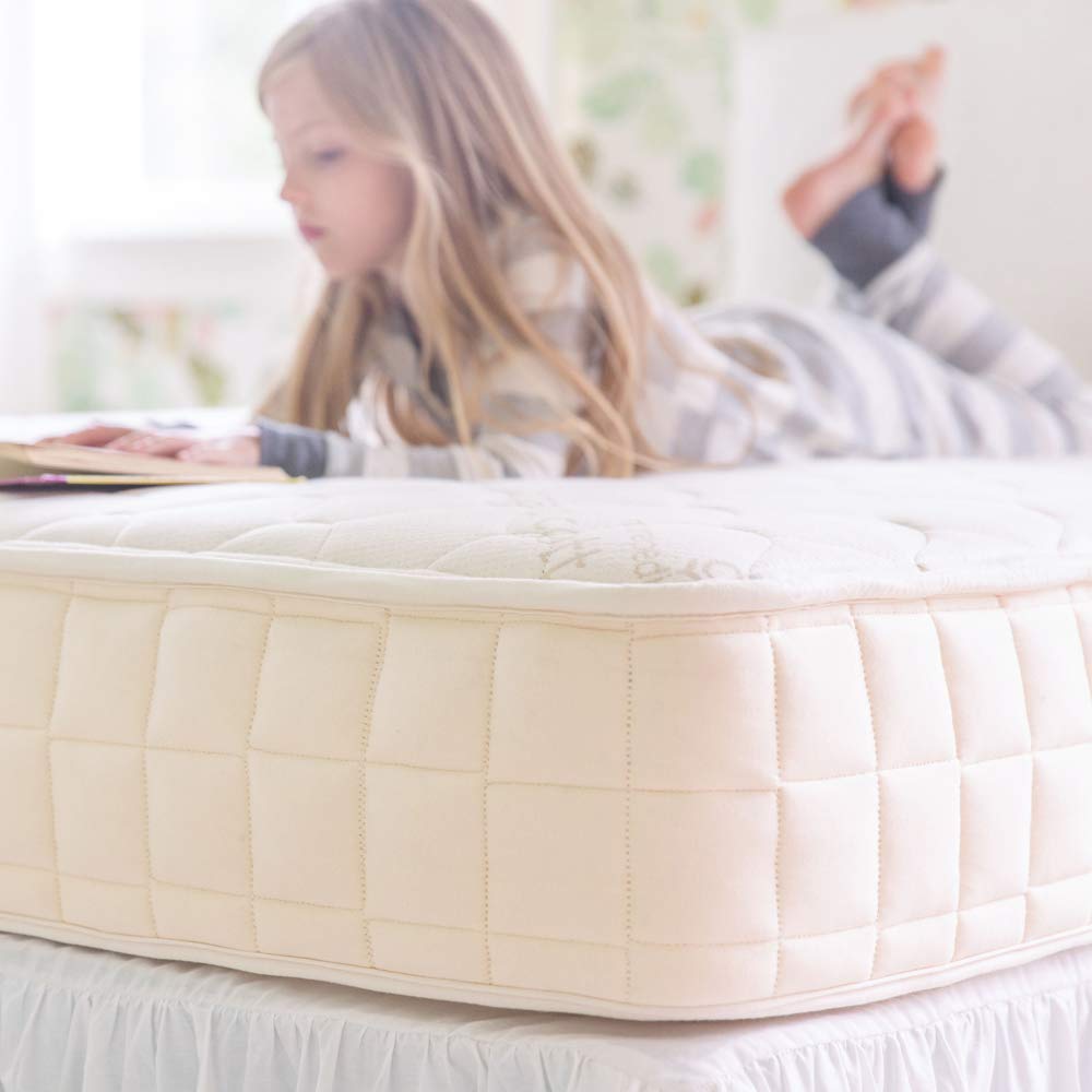 Naturepedic Verse Organic Kids Mattress - Queen Firm Mattress with Encased Coil Layers - Quilted and Waterproof Sides - Universal Comfort Mattress for Trundle Bed and Bunk Bed