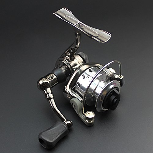 Outop Mini Ultra Smooth Lightweight Powerful Collapsible Handle Fishing Spinning Reel Black