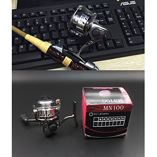 Outop Mini Ultra Smooth Lightweight Powerful Collapsible Handle Fishing Spinning Reel Black