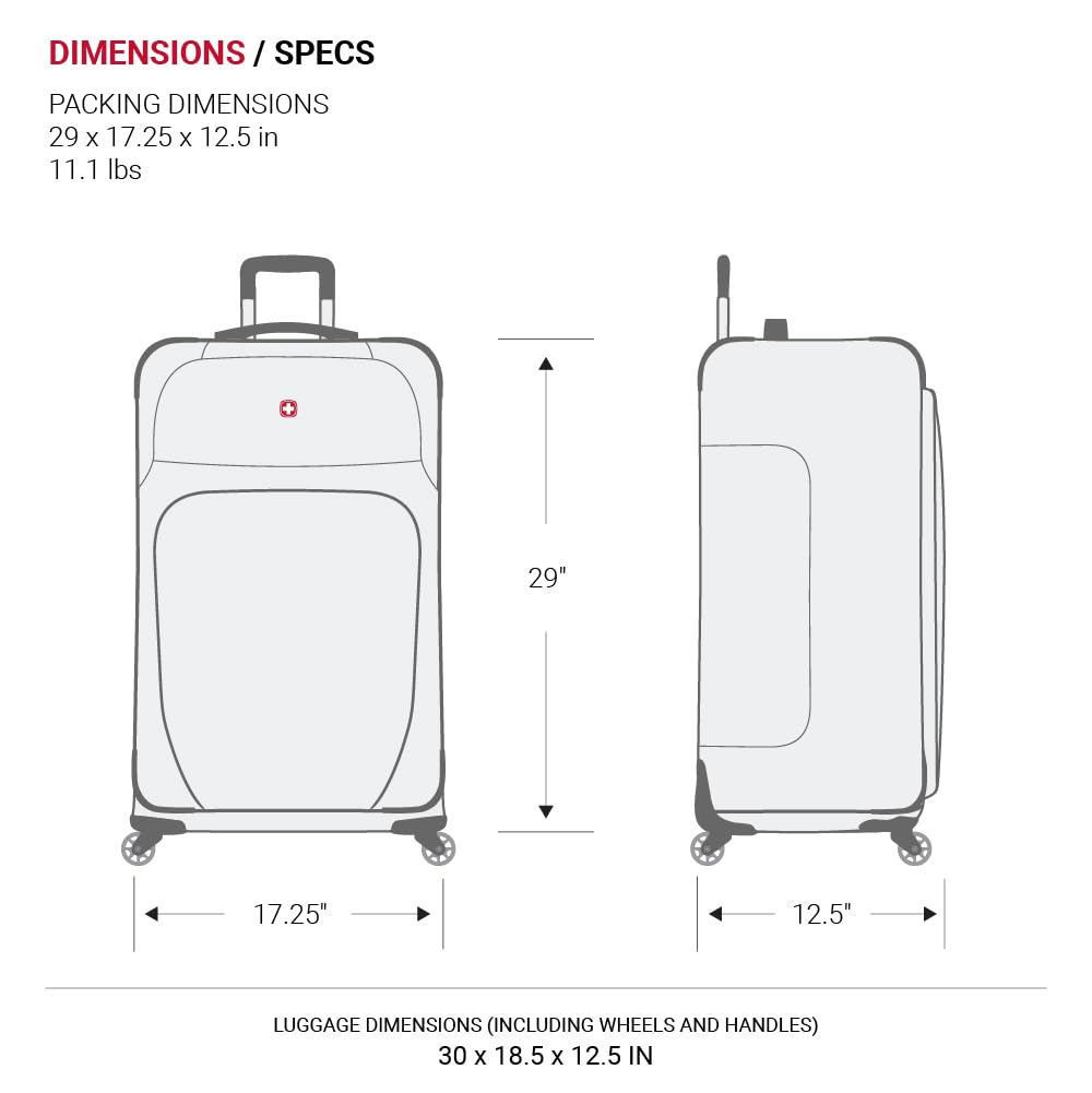 SwissGear Sion Softside Expandable Luggage, Pewter, Checked-Large 29-Inch