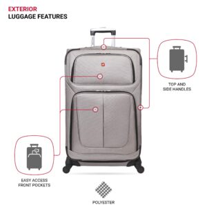 SwissGear Sion Softside Expandable Luggage, Pewter, Checked-Large 29-Inch